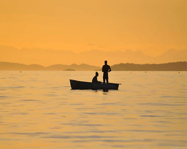 Couples In The Boat Silhouette New Paint By Numbers.png