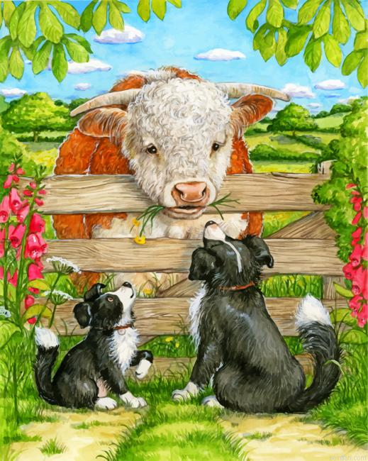 Cow And Dogs Paint By Number.png