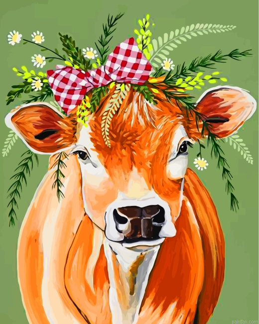 Cow And Flowers Paint By Number.png