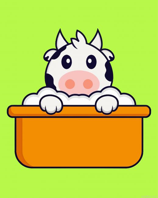 Cow In Bath Tub Cartoon Paint By Numbers.png