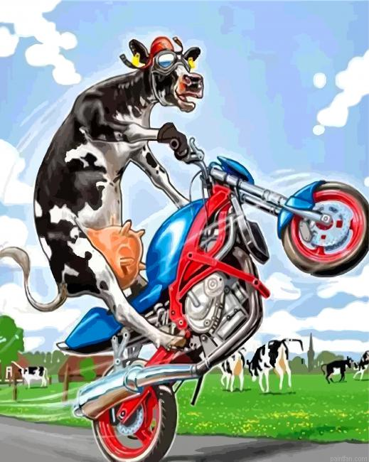 Cow On Motorcycle Paint By Number.png