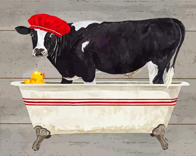 Cow Taking A Bath Paint By Number.png