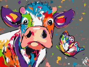 Cow With Butterfly Paint By Numbers.png