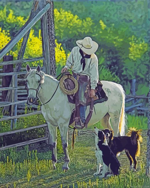 Cowboy And Dogs Paint By Numbers.png