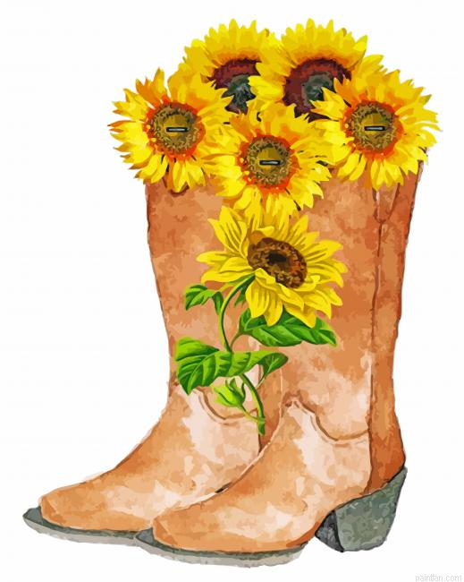 Cowboy Boots With Flowers Paint By Number.png