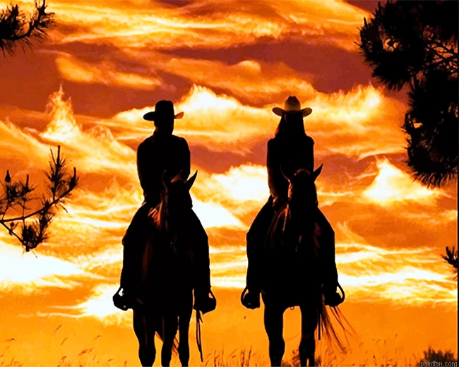 Cowboy Cowgirl Silhouette New Paint By Numbers.png