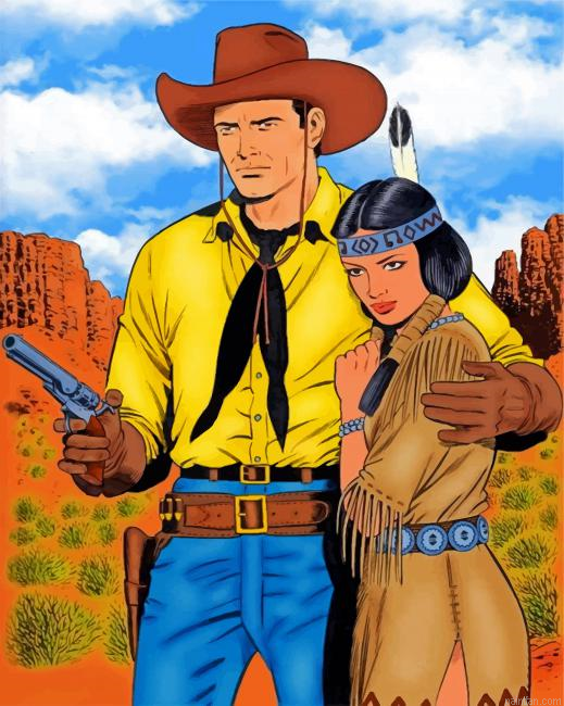 Cowboy Man And Native Woman Paint By Number.png