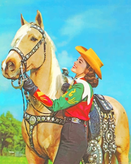 Cowgirl With Her Horse New Paint By Numbers.png