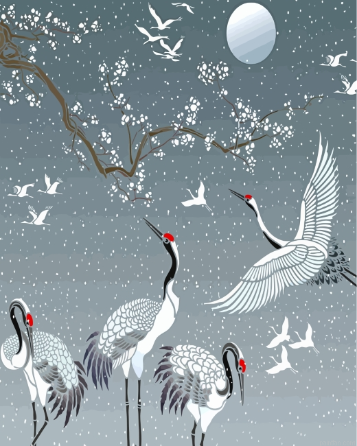 Cranes Birds Paint By Number.png