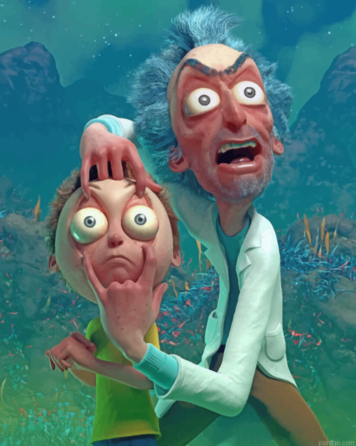 Crazy Rick And Morty Paint By Numbers.png