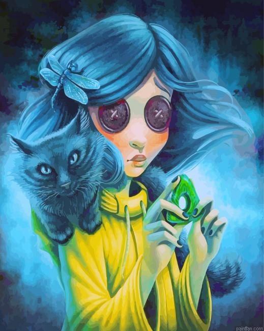 Creepy Coraline And Cat Paint By Number.png