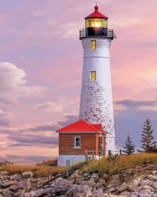 Crisp Point Lighthouse Michigan Paint By Numbers.png