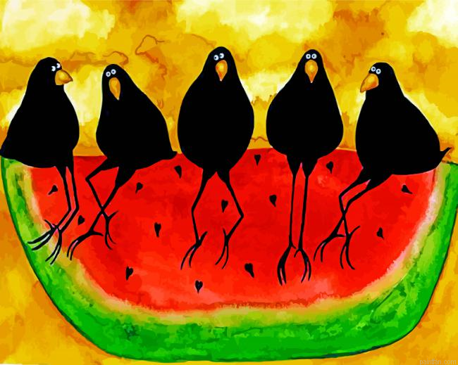 Crows On The Watermelon Paint By Number.png