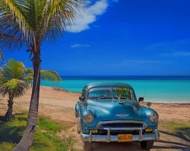 Cuba Beach And Car New Paint By Numbers.png