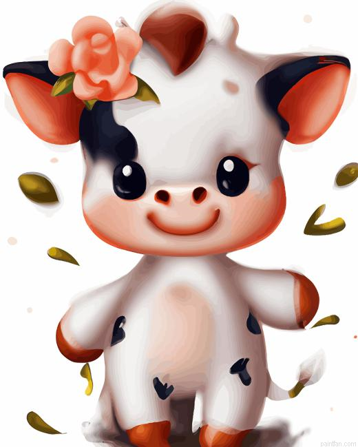 Cute Baby Cow Paint By Numbers.png
