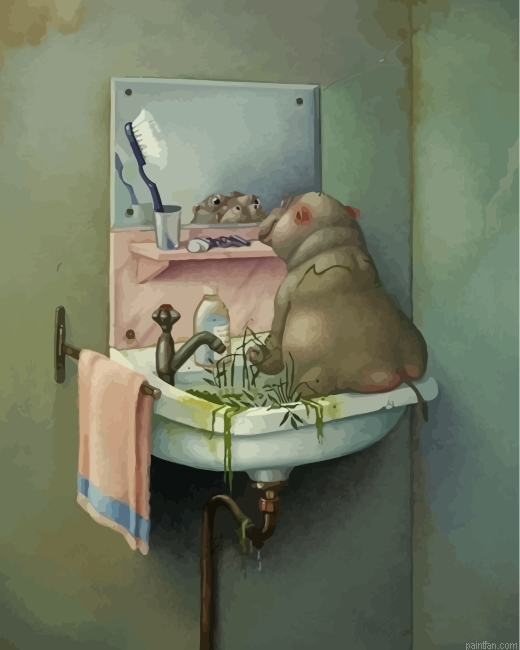 Cute Baby Hippo Paint By Number.png