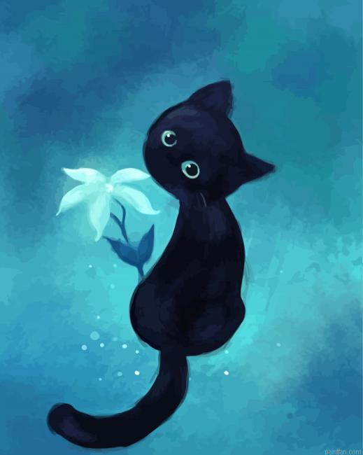 Cute Black Kitten Paint By Numbers.png