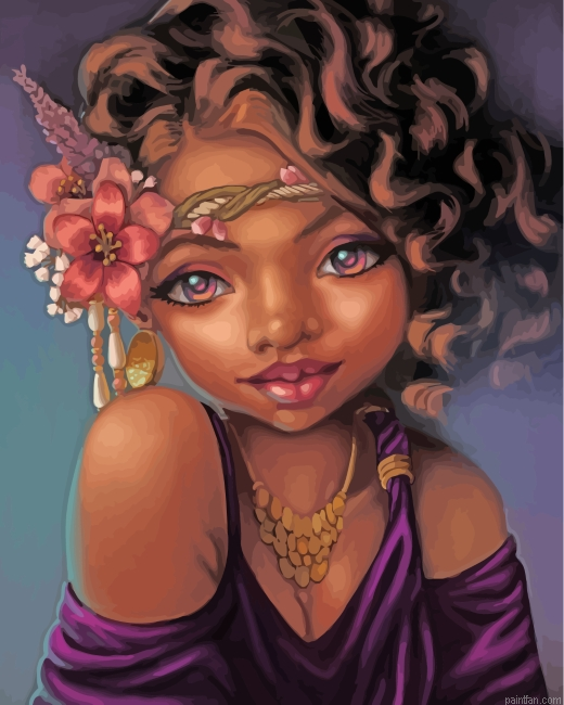 Cute Black Woman Paint By Number.png