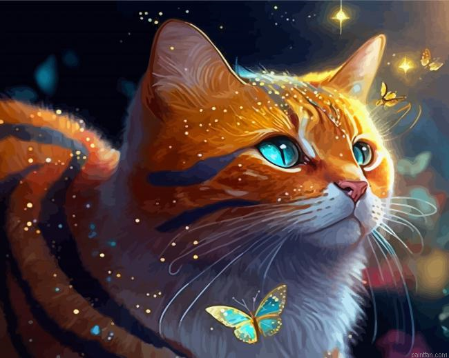 Cute Cat And Butterflies Paint By Numbers.png