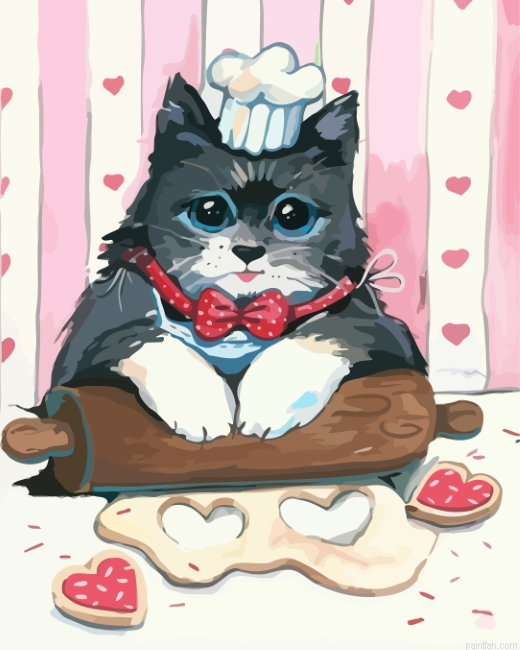Cute Cat Cooking Paint By Number.png