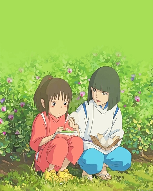 Cute Chihiro And Haku Talking New Paint By Numbers.png