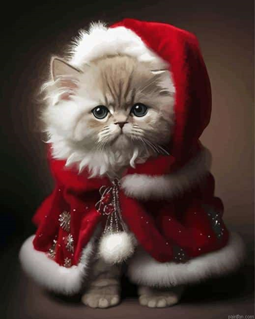 Cute Christmas Cat Paint By Numbers.png