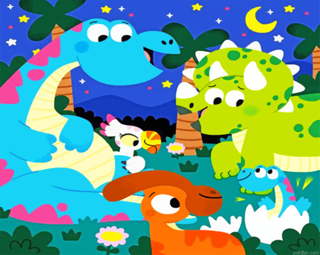 Cute Dinosaurs Paint By Number.png