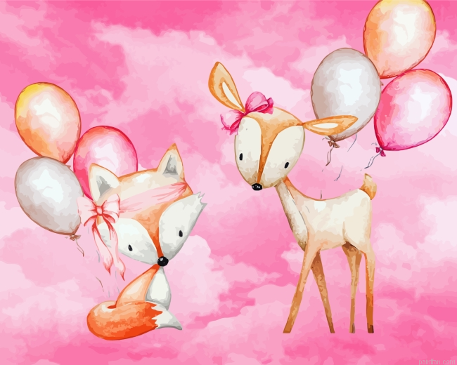 Cute Fox And Gazelle Paint By Number.png