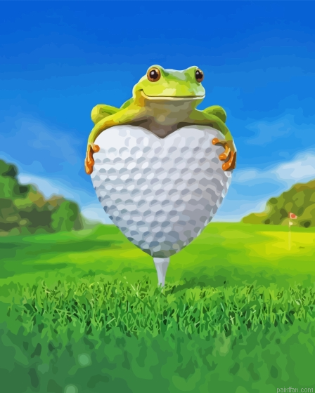 Cute Frog Playing Golf Paint By Numbers.png