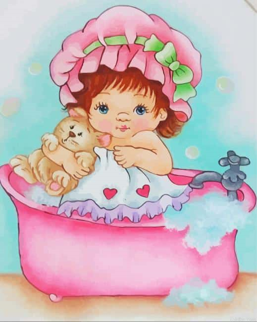 Cute Girl Bathing Paint By Numbers.png