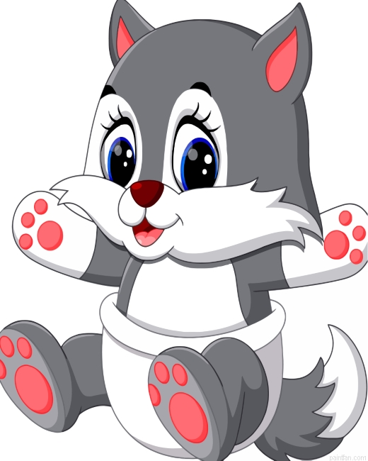 Cute Grey Wolf Paint By Number.png