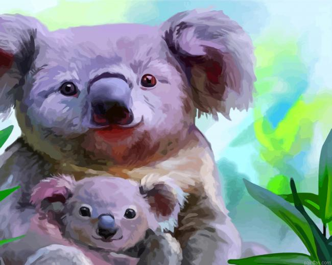 Cute Koala With Baby Paint By Number.png