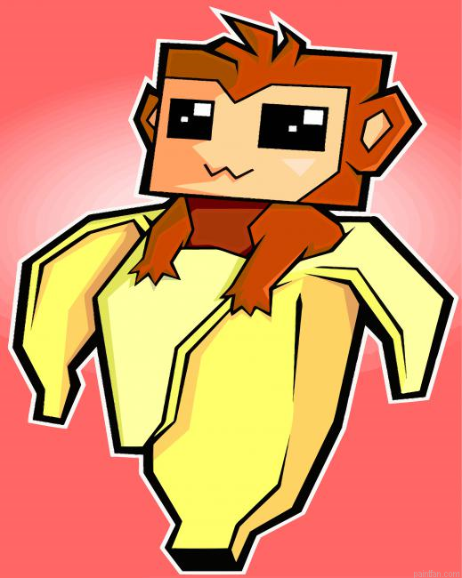 Cute Monkey In Banana Paint By Number.png
