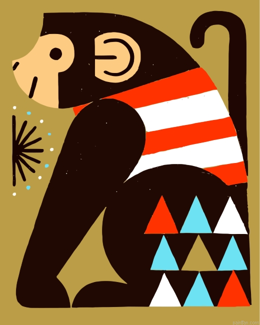 Cute Monkey Paint By Number.png