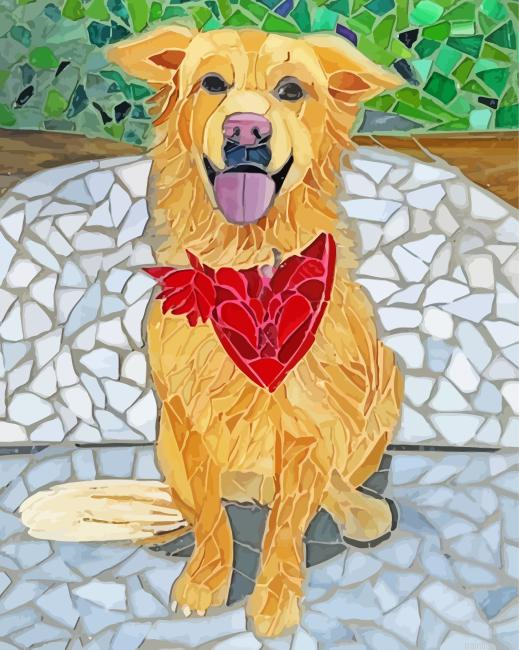 Cute Mosaic Dog Paint By Numbers.png