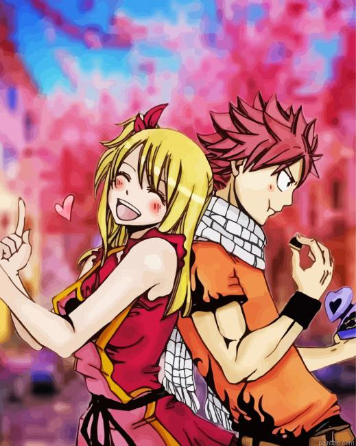 Cute Natsu And Lucy Paint By Numbers.png