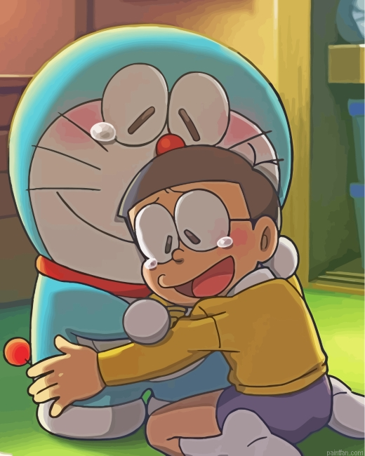 Cute Nobita And Doraemon Paint By Number.png
