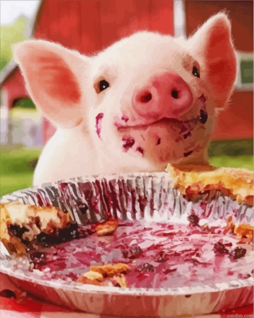 Cute Pig Eating Paint By Number.png