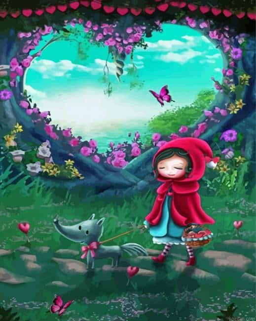 Cute Red Hood Girl Paint By Numbers.png