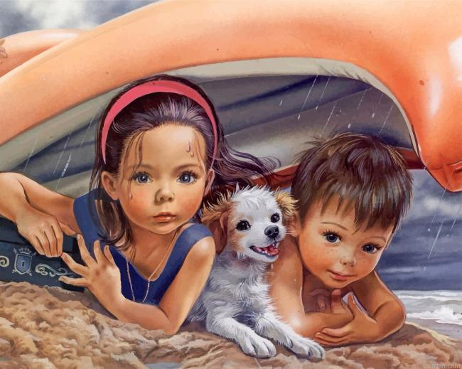 Cute Siblings And Their Pet Paint By Number.png