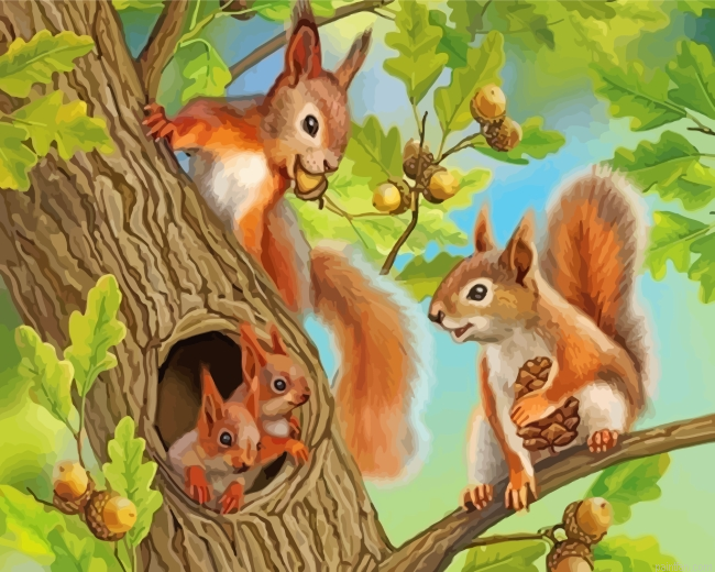 Cute Squirrels Paint By Number.png