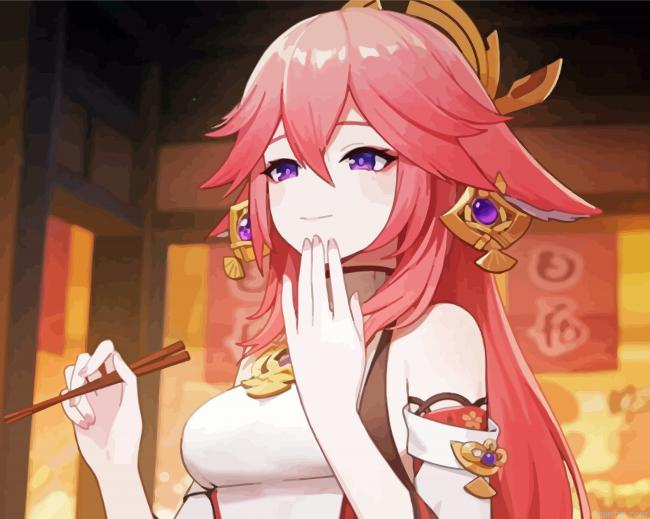 Cute Yae Miko Paint By Numbers.png