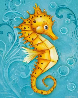 Cute Yellow Seahorse Paint By Number.png