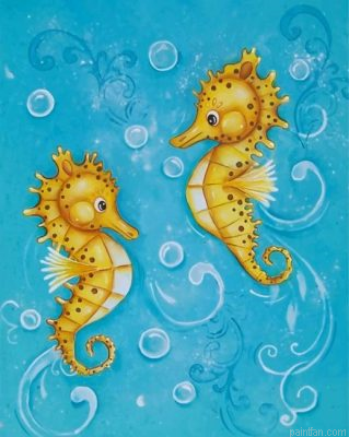 Cute Yellow Seahorses Paint By Number.png
