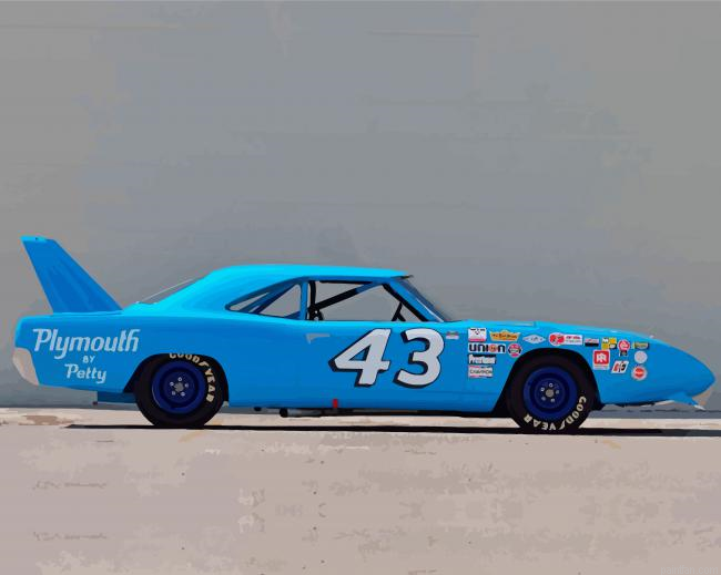Cyan Old Racing Car Paint By Numbers.png