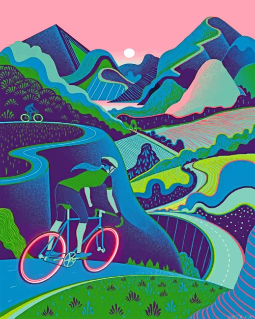 Cyclist Girl Illustration Paint By Numbers.png
