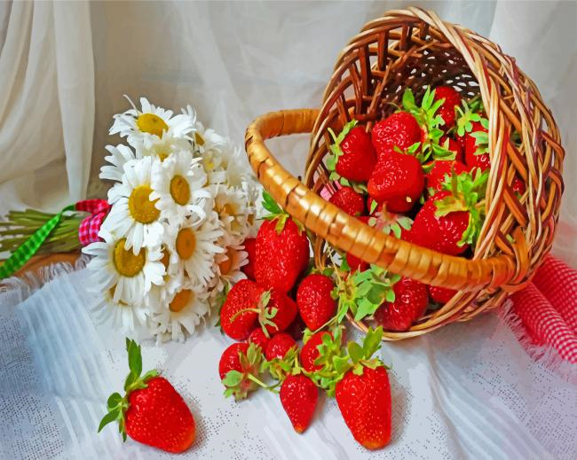 Daisies And Strawberries Paint By Number.png
