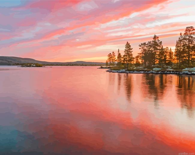 Dalarna Sweden Sunset Paint By Numbers.png