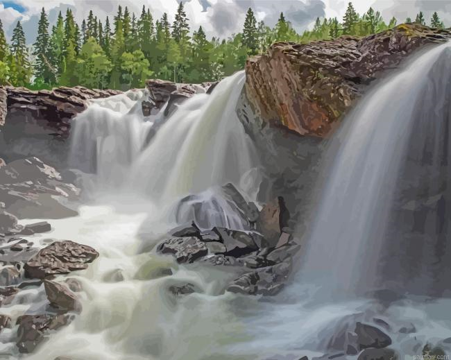 Dalarna Waterfall Paint By Numbers.png