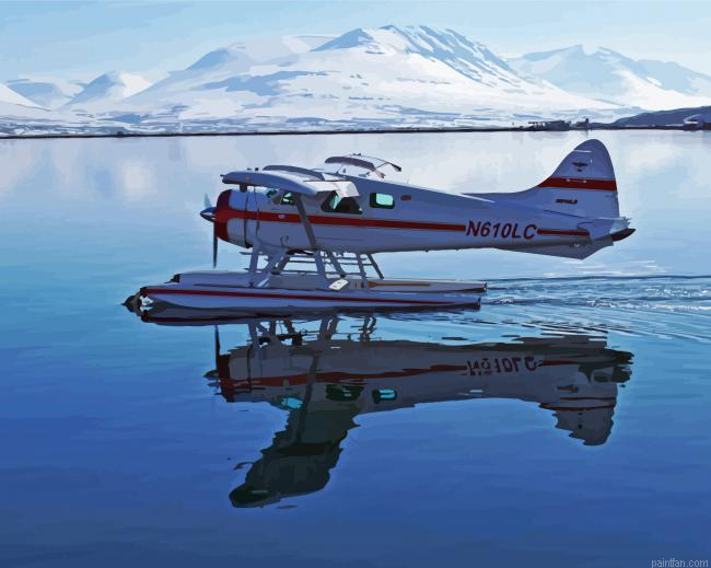 De Havilland Canada Dhc2 Beaver Airplane Water Reflection Paint By Numbers.png